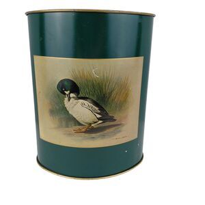 Lady Clare Trash Bin Waste Basket Goldeneye Duck Basil Ede England 1960's Green